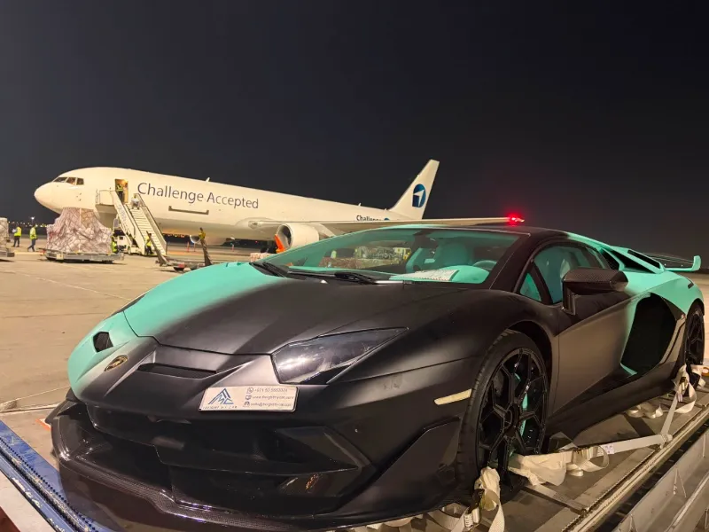 Lamborghini Aventador air freight car shipping from Dubai